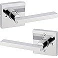 Kwikset Halifax Interior Privacy Door Handle with Lock, Door Lever For Bathroom and Bedroom, Polished Chrome Reversible Keyless Push Button Lock Door Lever