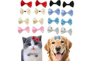 CUCHENHUAN 16PCS(8pairs) Short Hair Dog's Hair Clips Accessories Bow,Small Handmade Hair Accessories Bow Pet Puppy for Doggies Cat Kitten Rabbit Grooming Accessories,1.57inch Bow Hair Clip for Short Hair Dogs