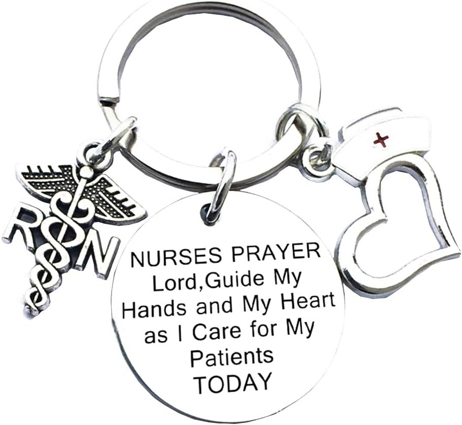 ZkptopsNurse Keychain Nurse Gifts for Women Graduation for Nurses Prayer Inspirational Key Ring Birthday Christmas Charmโฆ