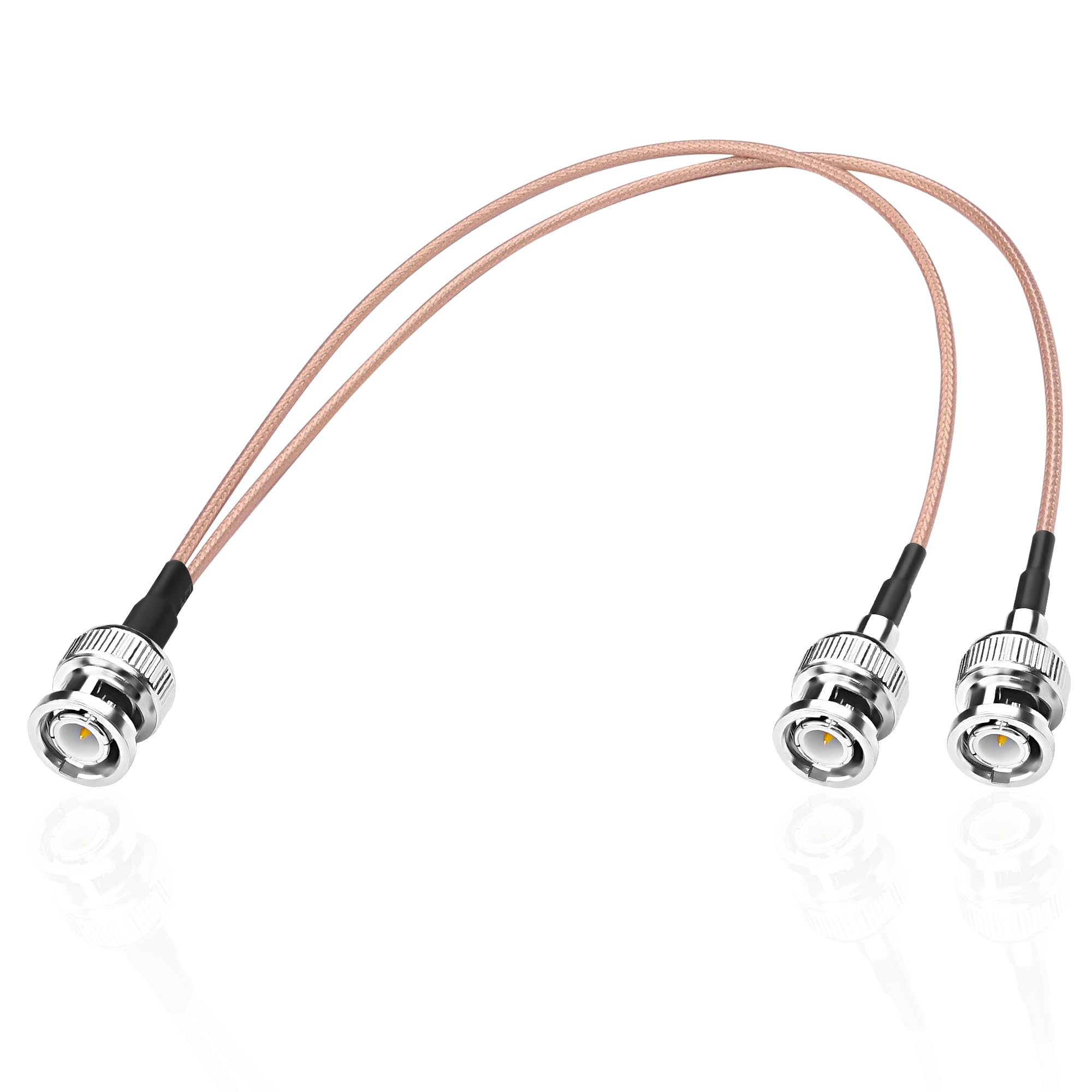 MEIRIYFA RG316 BNC Splitter Coax Cable, BNC Male to Dual Male 50 Ohm Y Splitter Coaxial Connector Extension Cable for Cameras, Video Equipmen, CCTV System (34CM)