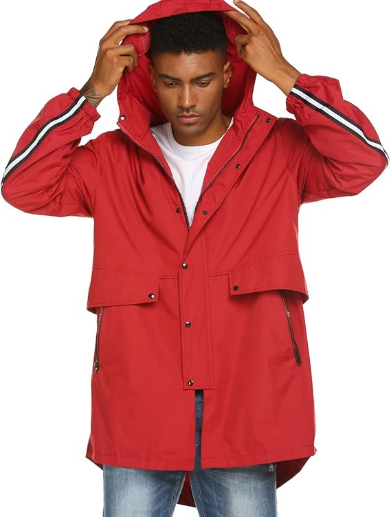 Avoogue Mens Breathable Rain Jacket Waterproof with Hood