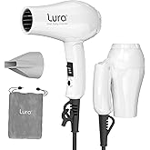 Foldable Travel Hair Dreyr Mini:Dual Voltage Small Lightweight Blow Dryer for International Travel,1200w Compact Hairdryer with Concentrator and Travel Bag(White)