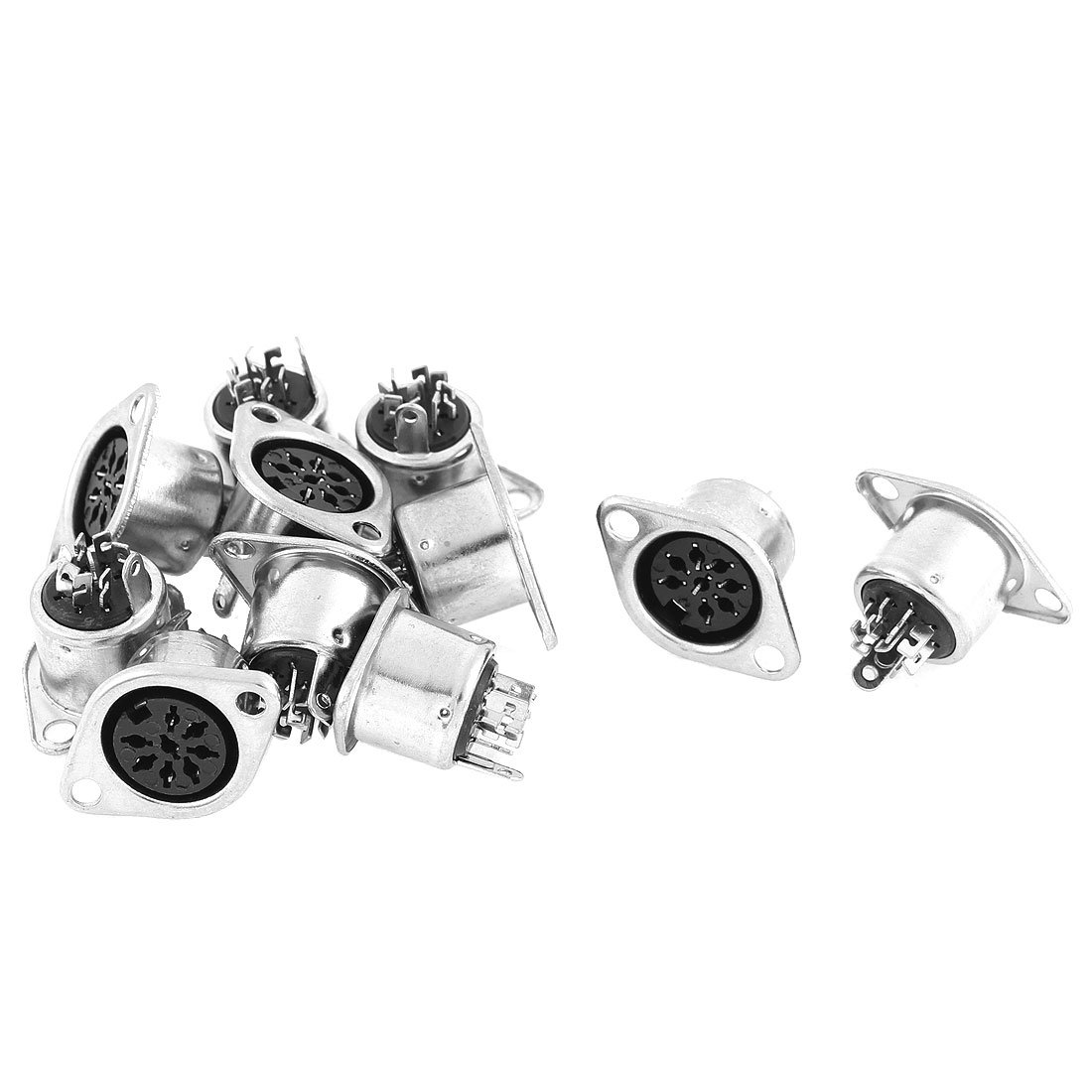 sourcing map 10Pcs 8-Pin Female Jack DIN Connector Adapter Sockets Silver Tone