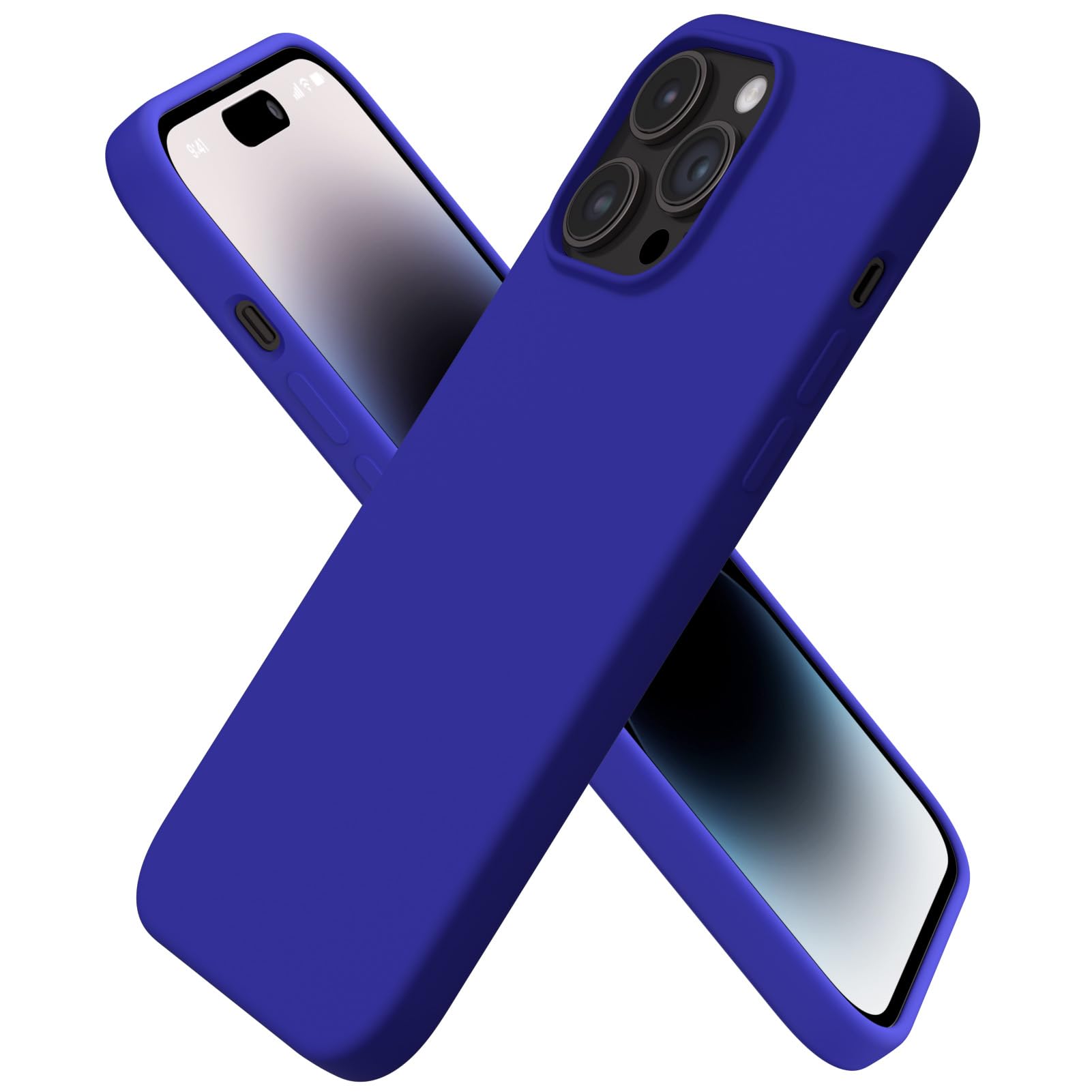 ORNARTO Compatible with iPhone 14 Pro Max Case 6.7, Slim Liquid Silicone 3 Layers Full Covered Soft Gel Rubber Phone Case Protective Cover with Microfiber Lining 6.7 inch-Klein Blue