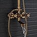 Rozin Bathroom Rainfall Shower Tub Faucet Set 8-inch Top Showerhead + Handheld Spray Antique Brass