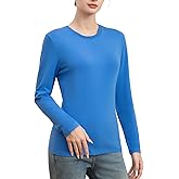 Cotton Long Sleeve Shirts for Women Slim Fit Basic Tees Underscrub Tshirts Crewneck Undershirts Casual Plain Tops