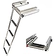 SeaLux Stainless Steel Pop-N-Lock Boarding 4-Step Undermount Sliding Marine Boat Telescoping Swim Ladder