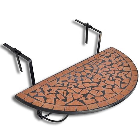 Anself Klapptisch Hängetisch Balkonhängetisch Rund Terracotta und Schwarz
