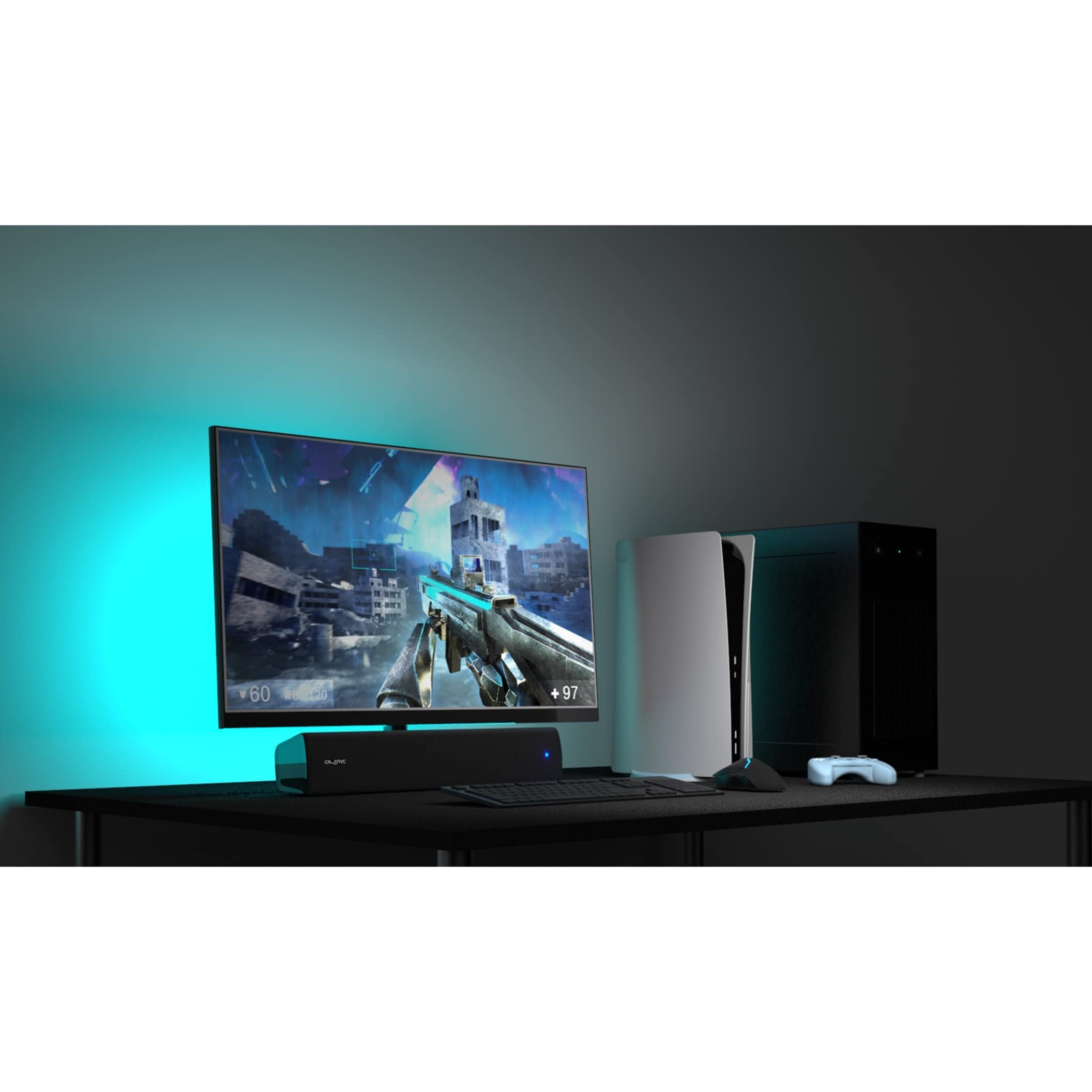 Creative Stage Air V2 2.0 Portable Bluetooth Sound Bar Speaker - 10 W RMS - Black (Renewed)