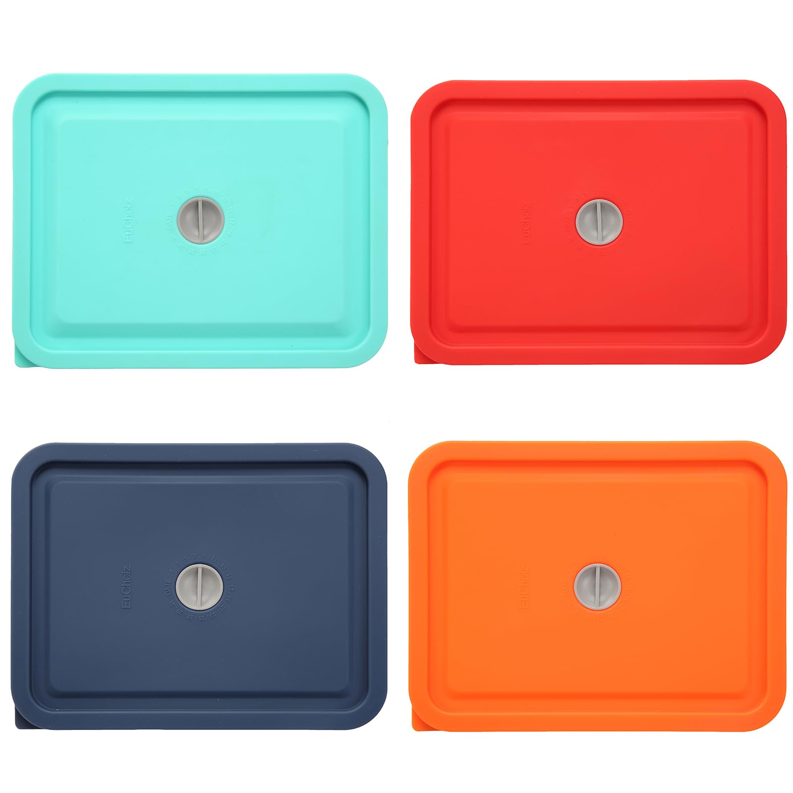 Photo 1 of Replacement Lids for Pyrex 7211-PC 6 Cup Rectangle, Silicone Storage Cover Lid for Glass Bowl 4 Pack with Date Mark