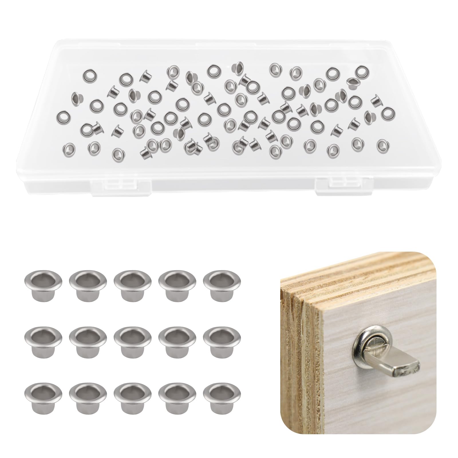 UFURMATE Shelf Pin Caps, 300PCS Nickel Plated Shelf Pin Sleeves with Hole Heavy Duty Shelf Pins Reinforcement Grommets for Bookshelf, Cabinet, Closet Shelves Bracket (5mm) — image 1