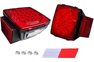 CZJCGD 2PCS Square LED Trailer Light Kit, Brake Stop Turn Reverse Tail License Plate LED Light Lamp Submersible for Truck Marine RV Snowmobile, DOT Certified