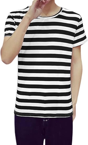 Amazon Uxcell メンズ ボーダー Tシャツ 半袖 ストライプ クルーネック カジュアル 夏 Tシャツ カットソー 通販