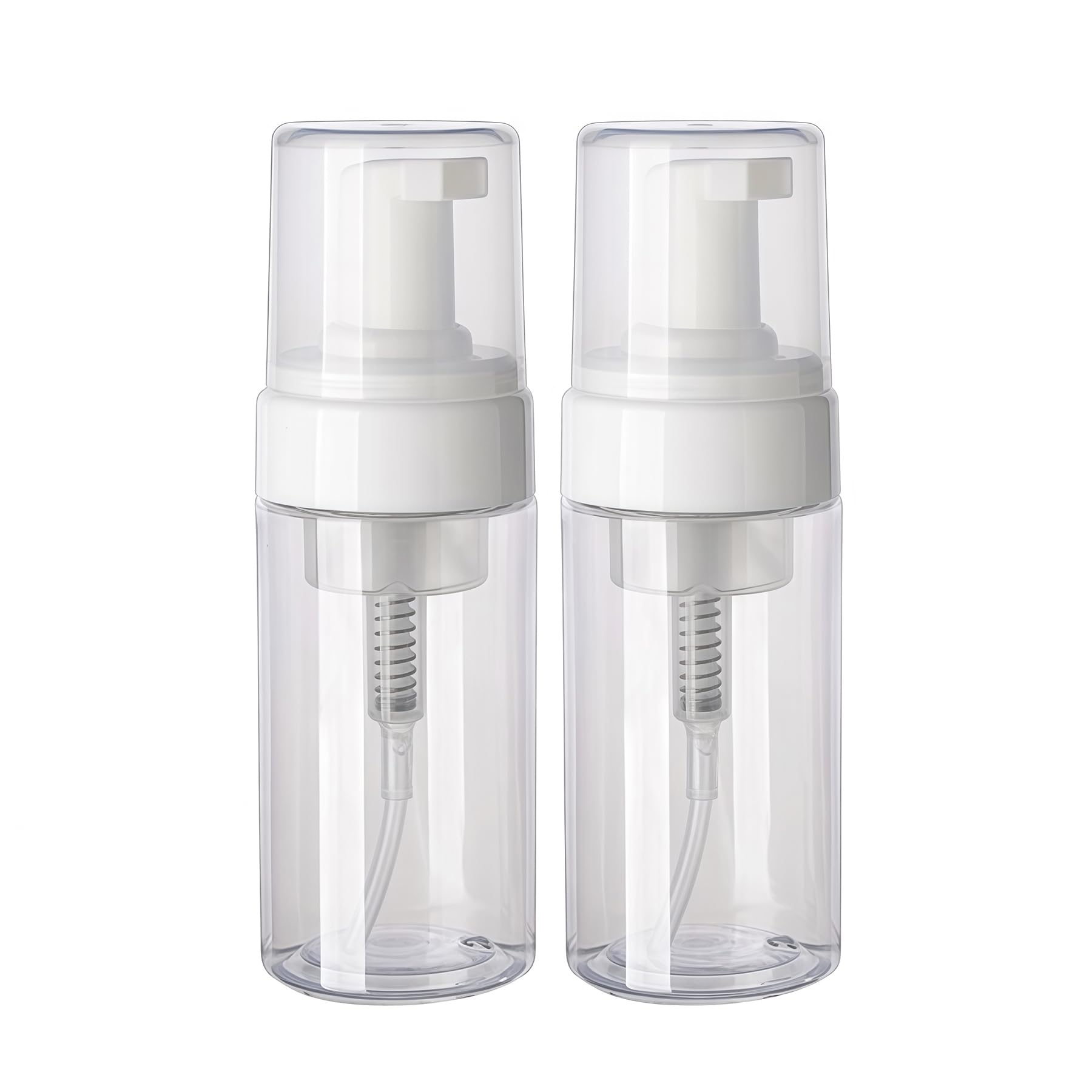 2PCS 100ml Empty Portable Clear Plastic Travel Pump Bottle Refillable Cosmetics Soap Foamer Dispenser for Liquid Soap Shampoo Cosmetic