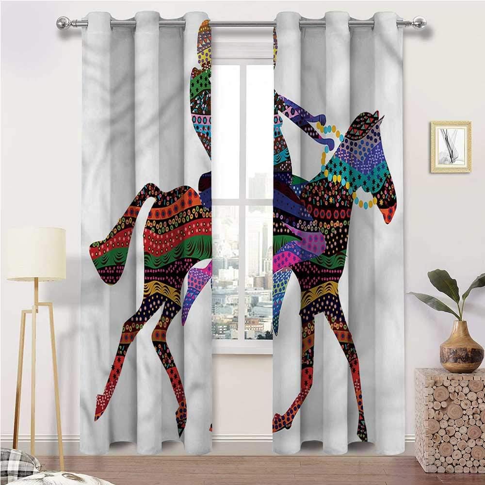prunushome Abstract Curtain Panel Set Horse Equestrian