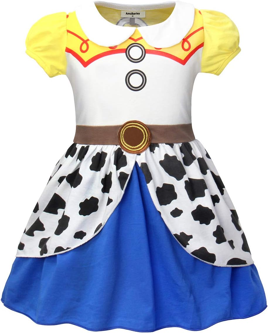 AmzBarleyGirls Jessie Costume Princess Dress Up Little Kids Cowgirl Halloween Cosplay Birthday Party Outfits 1-9 Years