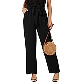 SySea Womens High Waisted Leopard Print Palazzo Pants Belted Wide Leg Long Trousers with Pockets
