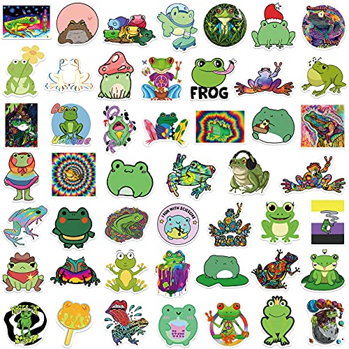 Psychedelic Frog Stickers, 100 Pcs Vinyl Waterproof Stickers for Water Bottles Laptop Skateboard Computer, Kawaii Cute Frogs Stickers for Kids Teens Adults