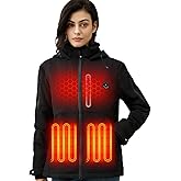 COREEDGE Women's Heated Jacket with 12V Battery Pack, 6-Zone Heating, Windproof Waterproof Electric Insulated Heated Coat