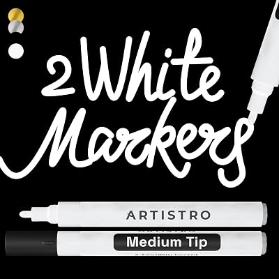 ARTISTRO 2 White Acrylic Paint Pens 3mm Medium Tip for Rock Craft Ceramic Wood