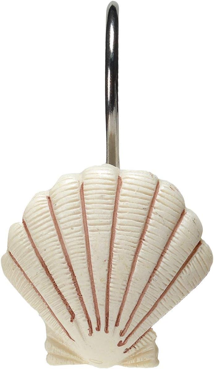 AGPtek 12 PCS Fashion Decorative Home Bathroom Seashell Shower Curtain Hooks (Seashell: Light Brown, Starfish: Tan, Conch: Light Brown): Home & Kitchen
