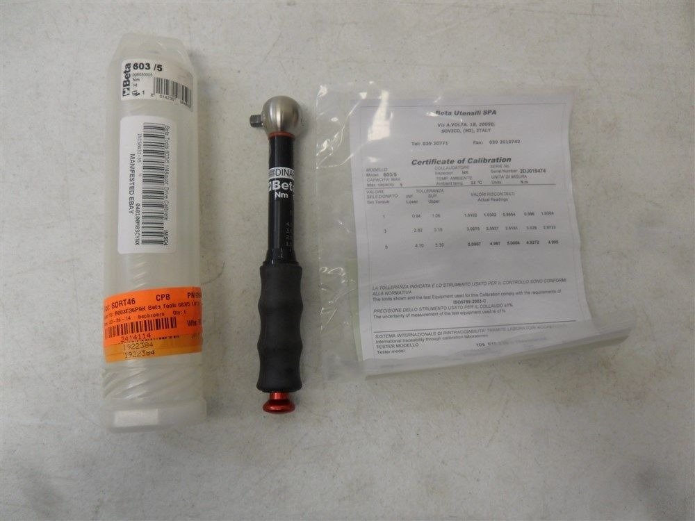 Beta 603/5 Calibrated Slipping Torque Wrench for Right-Hand Tightening, Torque Accuracy +/-6%, 1-5 Nm, 195 mm Length