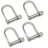 JY-MARINE Stainless Steel 316 Stamped Shackle Anchor Wide D Shackle Marine Grade,5/16",Flat D Ring Shackle-4 Pcs