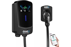 QAOFUL 48A Level 2 EV Charger, Wi-Fi Bluetooth APP Enabled EVSE,4.3 Inch Display,26ft Cable, Electric Vehicle Charging Station Compatible with All SAE J1772 EV Models