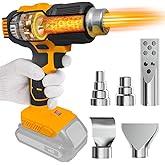Cordless Heat Gun for Dewalt 20v Battery, 350W Fast Heating Soldering Hot Air Gun 122℉-1022℉ Variable Temperature Control with 5 Nozzles for DIY Crafts, Shrink Tubing (No Battery)