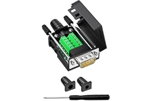 YIOVVOM DB9 Breakout Connector to Wiring Terminal RS232 D-SUB Male Serial Adapters Port Breakout Board Solder-Free Module wit
