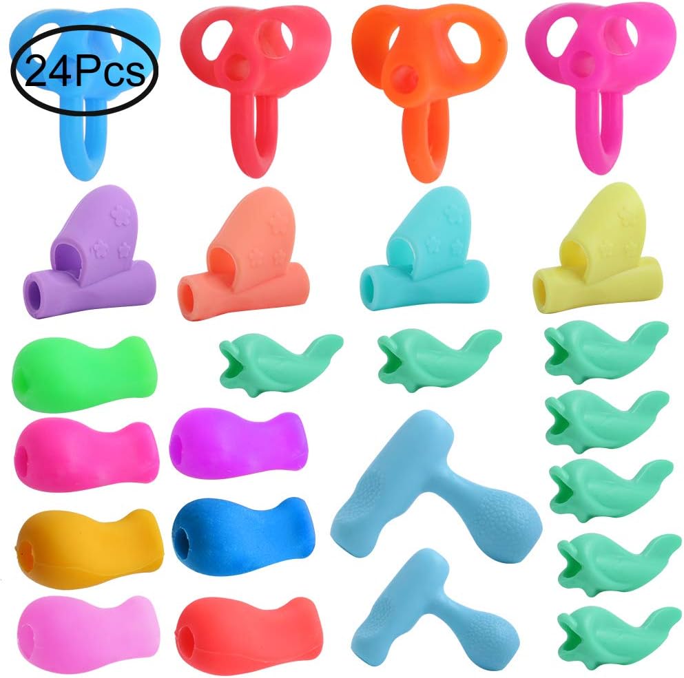 Defrsk 24 Pcs Pencil Grips Pen and Pencil Grip Posture Correction Tools for Kids