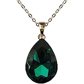 Navachi 18k Gold Plated Water Drop Pear-Shaped Zircon Pendant Necklace 16"+2"