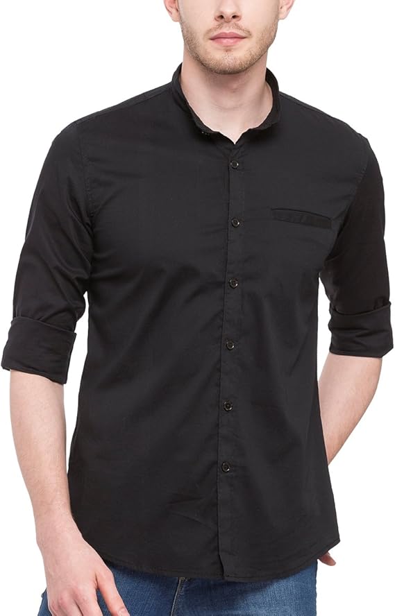 mandarin collar slim fit shirt