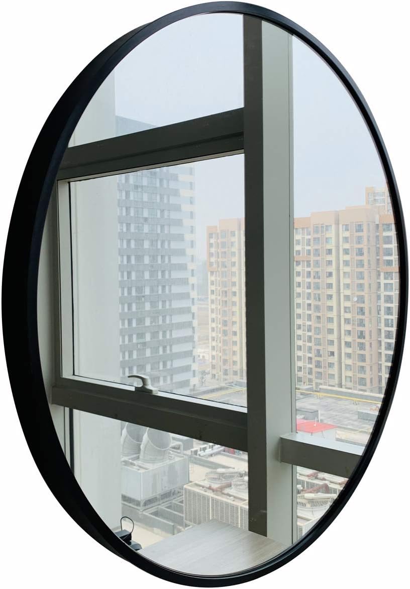oruii Black Circle Mirror, 20 inch Metal Frame Bathroom Mirror, Round Wall Mounted Mirror for Living Room, Teen Bedroom, Rustic, Vanity, Minimalist.: Kitchen & Dining