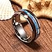 DOUX 8mm Mens Tungsten Carbide Ring Real Blue Opal & Koa Wood/Abalone Shell Inlay Wedding Band High Polished Comfor Fit Size 6-14