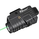 EZshoot 800 Lumens Pistol Light Laser Combo Rechargeable for Home Defense | Strobe Mode, Rail Mount Light Compatible with GL and Picatinny Rail, Gun Light with Green Laser Beam, Black