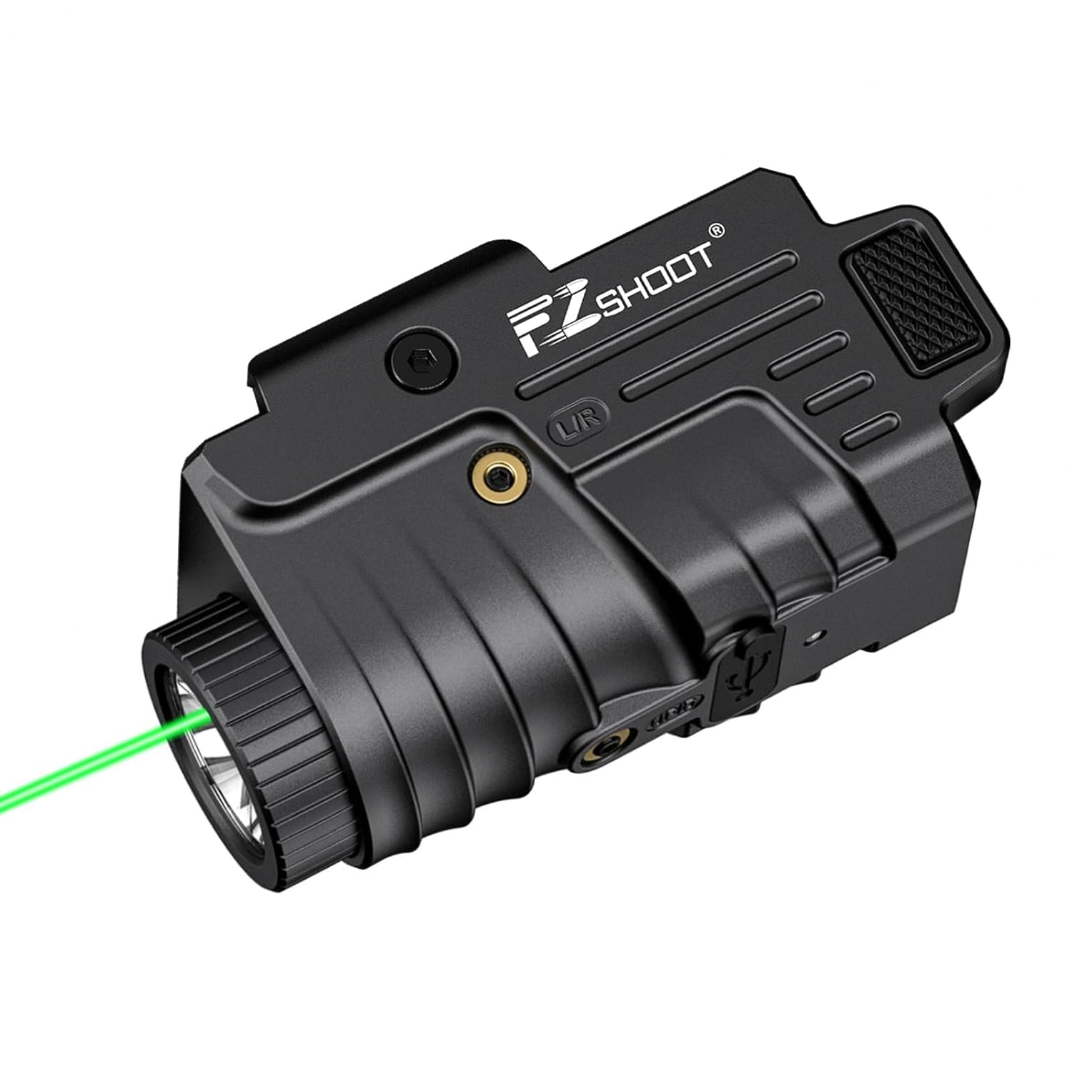 Photo 1 of EZshoot 800 Lumens Pistol Light Laser Combo Rechargeable, Pistol Flashlight with Slidable Rail Compatible with Glock and Picatinny Rail, Tactical Flashlight with Green Laser Beam