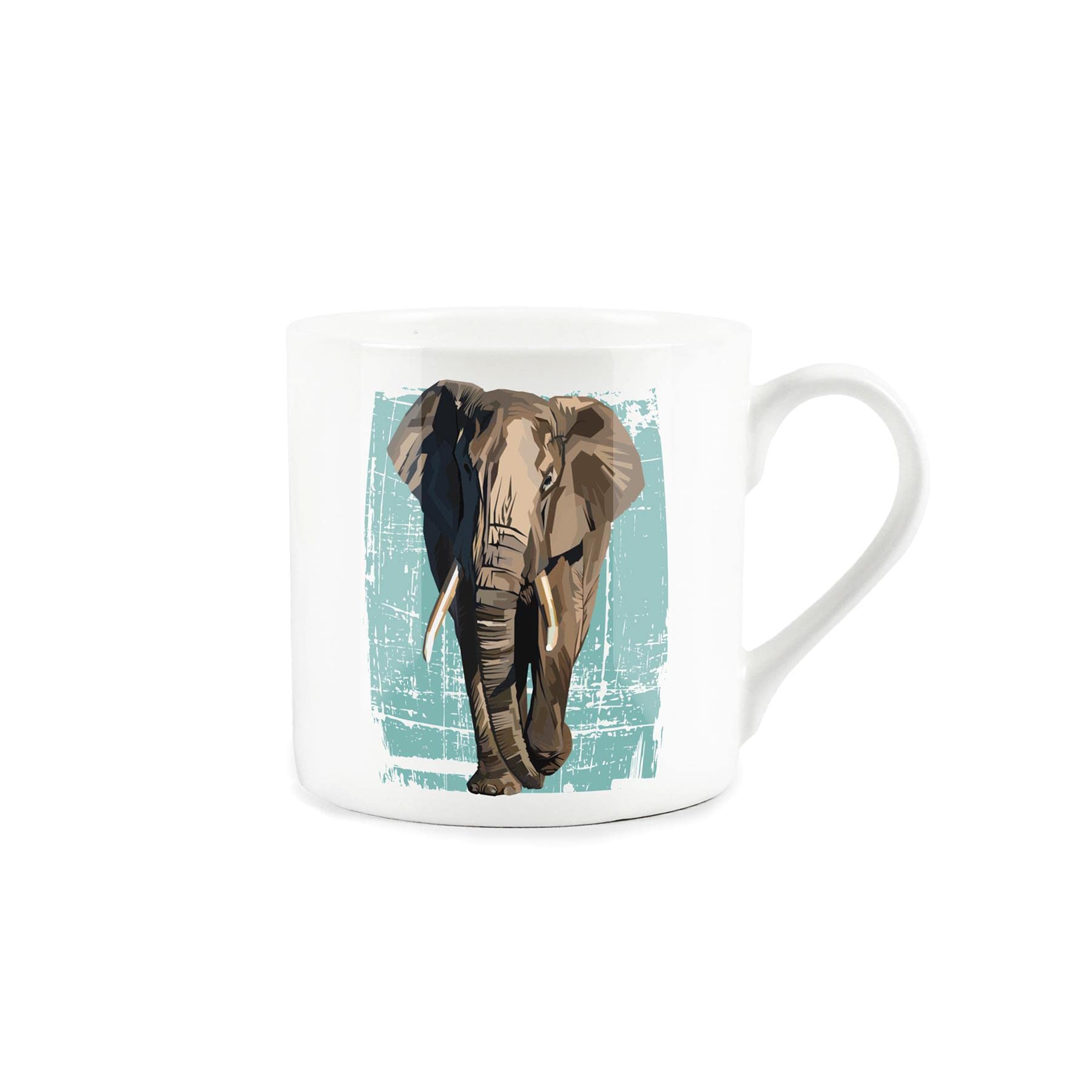 Purely Home Grey Elephant Mug - Fine Bone China White Coffee/Tea Present Gift