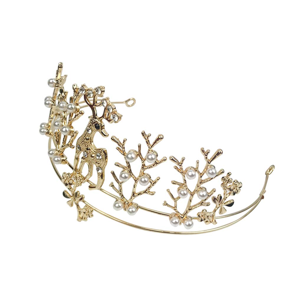 TOYANDONA Crown Tiara Christmas Deer Headband Wedding Alloy Headdress Accessories Hair Hoop for Performance Party 1pc