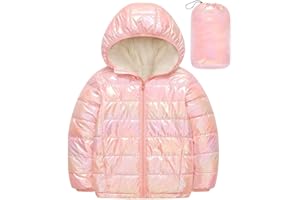 Lovekider 4-12 Years Girls Metallic Shine Hooded Puffer Jacket Packable Warmth Padded Winter Coat