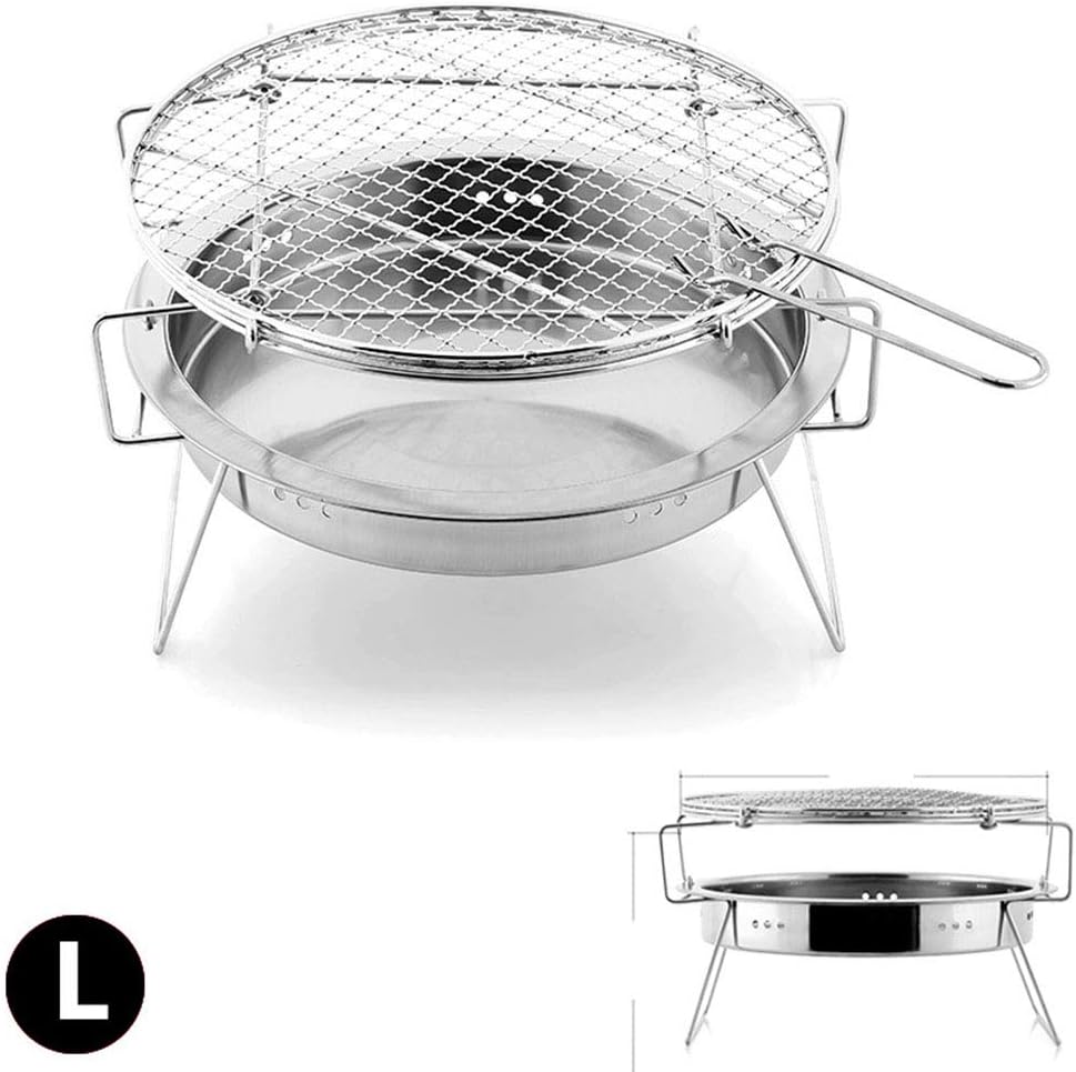 Timstore Barbecue Utensils Outdoor Stainless Steel BBQ Grill Small Portable Barbecue Grilled Net Camping Picnic Charcoal Folding Barbecue Barbecue (Size : L)