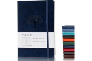 WERTIOO Journals Notebooks, Leather Diary Hardcover Classic Writing Notebook A5 160 Pages 105 gsm Thick Paper Business Gift f