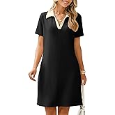 Glamaker Women T Shirt Summer Dress Casual Business Mini Loose V-Neck Short Sleeve Striped Dresses Pockets 2025 Trendy