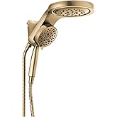 Delta 5-Setting HydroRain 2-in-1 Dual Shower Head, Brushed Gold High Pressure Shower Head with Handheld Spray, 2.5 GPM Flow Rate, Lumicoat Champagne Bronze 58680-CZ-PR25