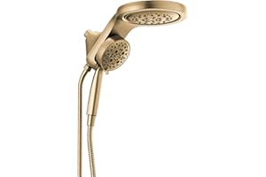 Delta Faucet HydroRain 5-Spray H2Okinetic Dual Shower Head with Handheld Spray, Gold Shower Head with Hose, Handheld Shower Heads, 2.5 GPM Flow Rate, Lumicoat Champagne Bronze 58680-CZ-PR25