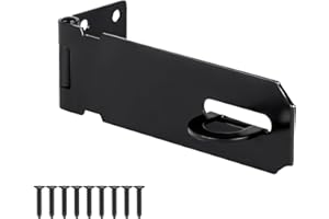 HTHOOOOOME 5 Inch Heavy Duty Door Locks Hasp Latch, Stainless Steel Security Packlock Clasp Hasp Lock Latch for Fence Gate, Gate, Shed Closet Cabinet, Black, 1 Pack