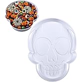 SiliFine 13.7 Inch Day of The Dead Serving Trays Plastic Skull Shape Plates Disposable Food Candy Snack Trays for Trick or Treat Halloween Party Supplies