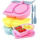 Zenquark 3 Pack Silicone Snack Containers with Lids, Double Compartment Snackle Box Containers, Reusable Sauce Seasoning Container, Mini Food Snack Boxs for Travel, Office, Picnic