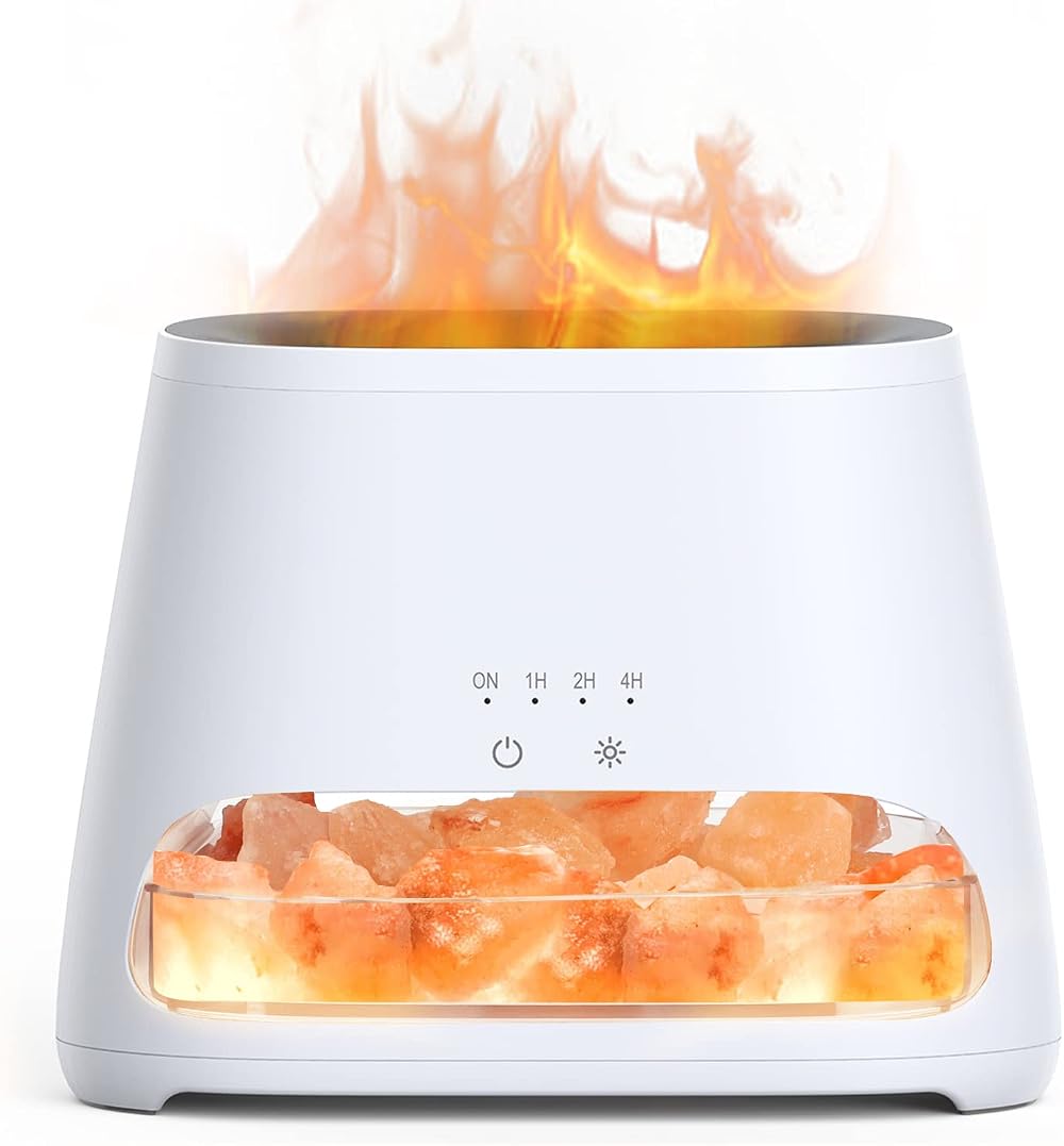 SALKING 2-in-1 Ultrasonic Diffuser Himalayan Salt Lamp 150ml White