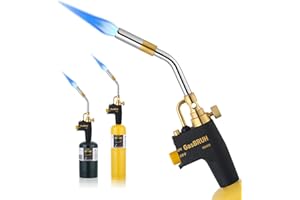 GASBRUH Propane torch Head with Igniter, High Intensity Torch Head, Trigger Start Gas Torch, Mapp Gas Torch Head, Gas Torch Kit,Soldering Torch,Blow Torch Fuel by Propane,MAPP(CSA,With Gas Valve)
